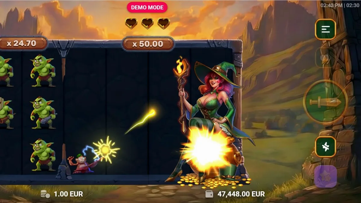 Tampilan antarmuka permainan slot Monkey Money dengan karakter monyet di dalam dungeon.